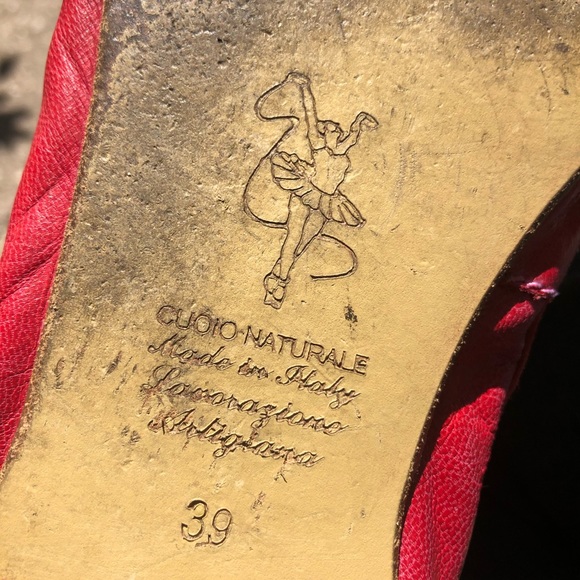 Red Italian Leather Flats - Picture 5 of 6